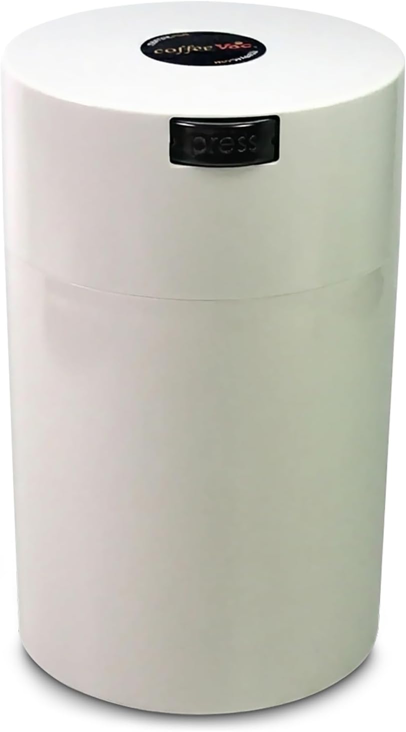 COFFEEVAC 1 LB Airtight Coffee Bean Storage Container, Patented Vacuum Seal, Coffee Grounds Container, 1.85L, Smell Proof, Black Cap and Body