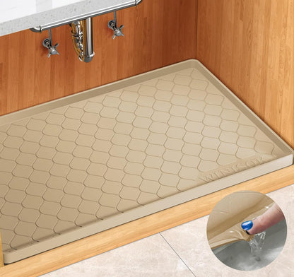 Waterproof Under Sink Mat 34" x 22", Silicone Mat, Dark Gray | Raised Edge Traps Spills & Leaks, Shelf Liner, Cabinet Protector, for Kitchen, Bathroom, Boots, Pets, Home Essentials