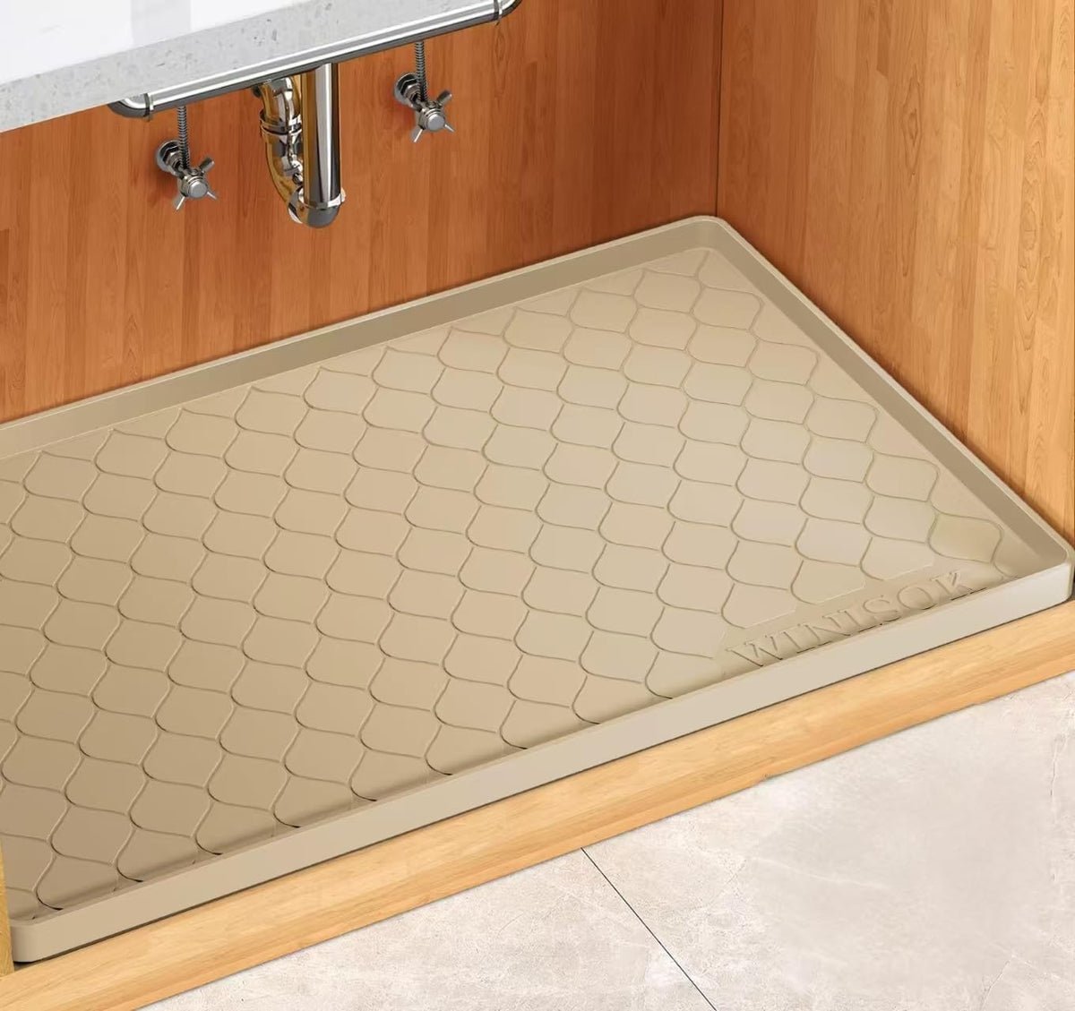 Waterproof Under Sink Mat 34" x 22", Silicone Mat, Dark Gray | Raised Edge Traps Spills & Leaks, Shelf Liner, Cabinet Protector, for Kitchen, Bathroom, Boots, Pets, Home Essentials