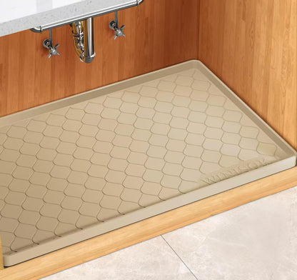 Waterproof Under Sink Mat 34" x 22", Silicone Mat, Dark Gray | Raised Edge Traps Spills & Leaks, Shelf Liner, Cabinet Protector, for Kitchen, Bathroom, Boots, Pets, Home Essentials