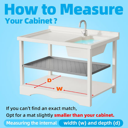 Waterproof Under Sink Mat 34" x 22", Silicone Mat, Dark Gray | Raised Edge Traps Spills & Leaks, Shelf Liner, Cabinet Protector, for Kitchen, Bathroom, Boots, Pets, Home Essentials