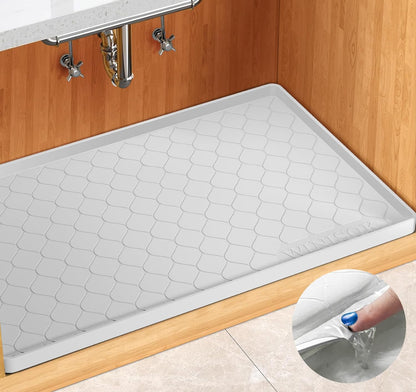 Waterproof Under Sink Mat 34" x 22", Silicone Mat, Dark Gray | Raised Edge Traps Spills & Leaks, Shelf Liner, Cabinet Protector, for Kitchen, Bathroom, Boots, Pets, Home Essentials