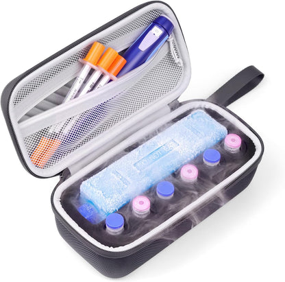 Krypthos 6 Slots Insulin Fridge Holder Case for 1ml-10ml Vial with Ice Pack | Portable Insulin Cooler 6 Adjustable Slots Diabetes Insulin Carrying Travel Case for 1ml 3ml 5ml 10ml Vials with Ice Pack