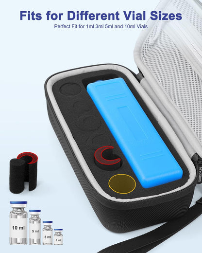 Krypthos 6 Slots Insulin Fridge Holder Case for 1ml-10ml Vial with Ice Pack | Portable Insulin Cooler 6 Adjustable Slots Diabetes Insulin Carrying Travel Case for 1ml 3ml 5ml 10ml Vials with Ice Pack