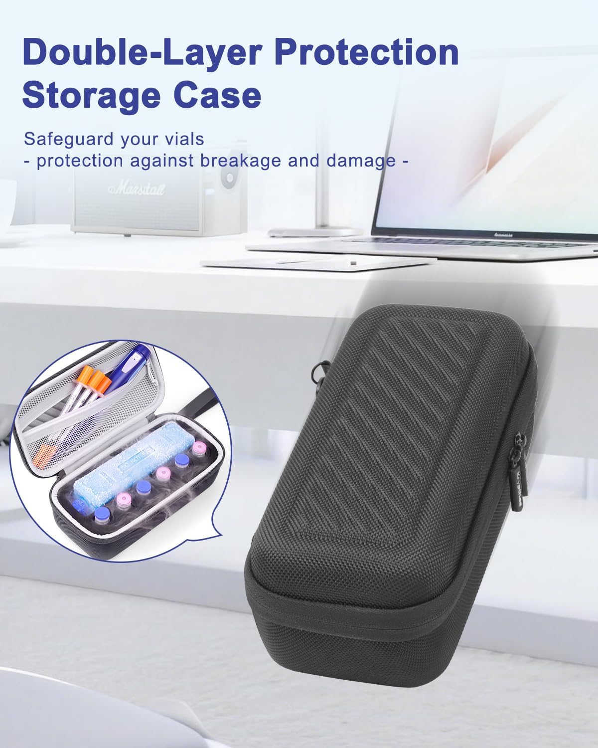 Krypthos 6 Slots Insulin Fridge Holder Case for 1ml-10ml Vial with Ice Pack | Portable Insulin Cooler 6 Adjustable Slots Diabetes Insulin Carrying Travel Case for 1ml 3ml 5ml 10ml Vials with Ice Pack