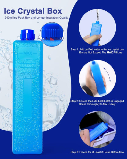 Krypthos 6 Slots Insulin Fridge Holder Case for 1ml-10ml Vial with Ice Pack | Portable Insulin Cooler 6 Adjustable Slots Diabetes Insulin Carrying Travel Case for 1ml 3ml 5ml 10ml Vials with Ice Pack