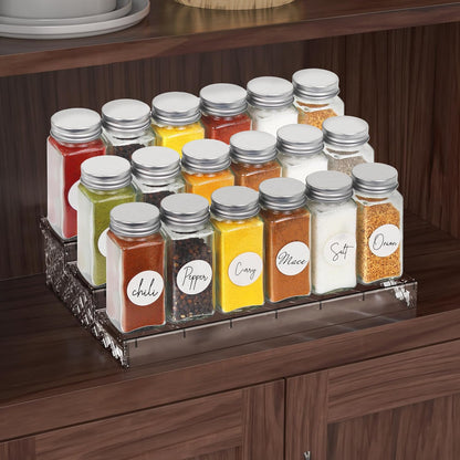 Spice Jars 4-oz Square Glass Bottles | 4 Ounce, with Shaker Lids, Funnel and Labels for Seasoning & Storage