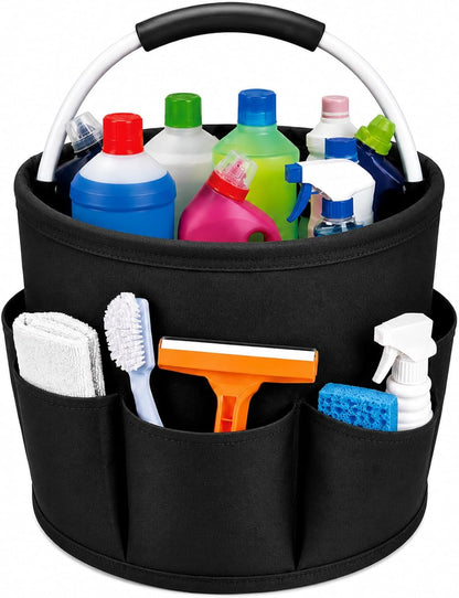 Cleaning Caddy with Handle, 17L Foldable Organizer with 6 Pockets | 600D Oxford Fabric, Durable, Waterproof, Large Capacity, Space-Saving Foldable, Multi Cleaning Bucket Bag for Home, Garden
