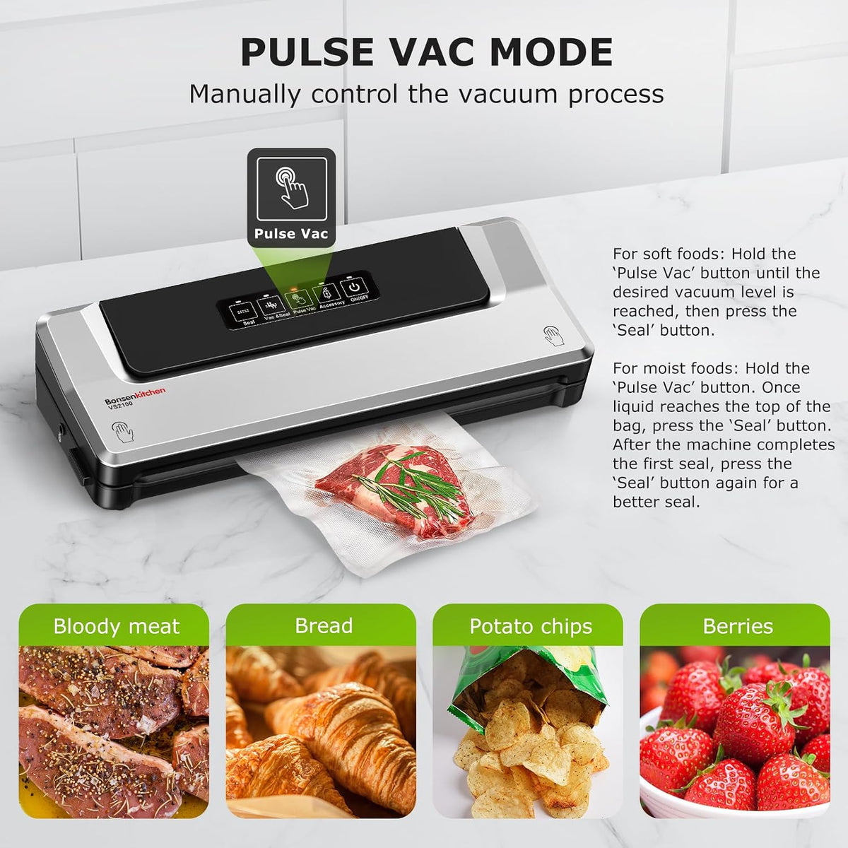 Vacuum Sealer Machine, Multiple Modes For Meal Prep,Silver