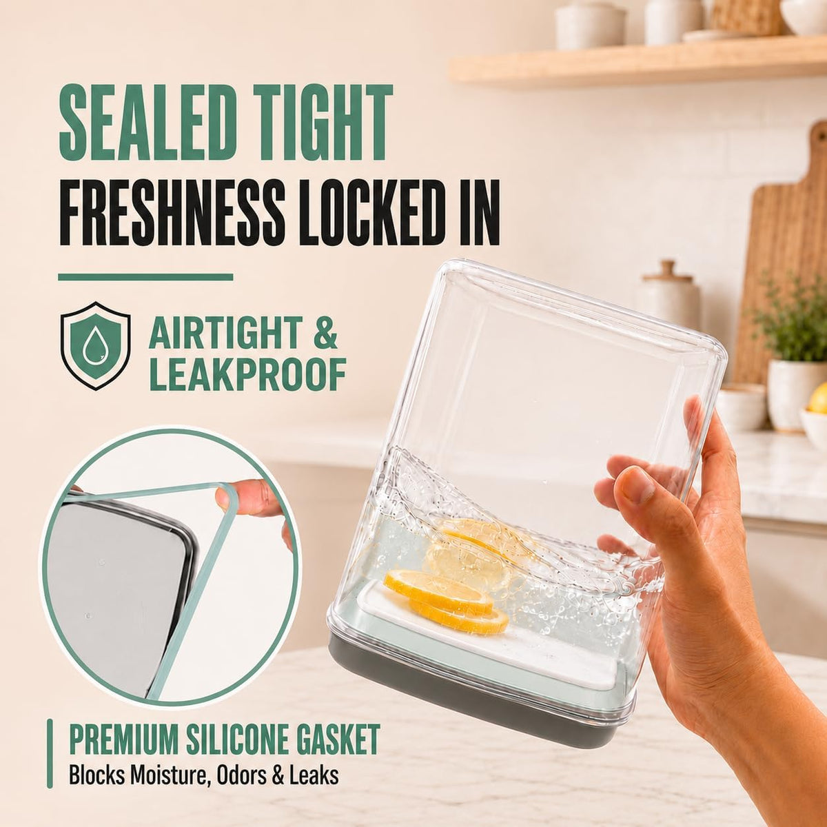 2.8 Qt Airtight Food Storage Container with Clear Stackable Pop Lid