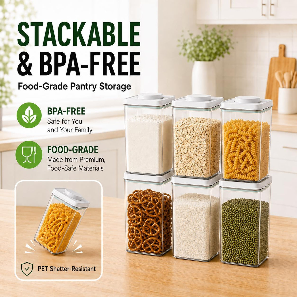 2.8 Qt Airtight Food Storage Container with Clear Stackable Pop Lid