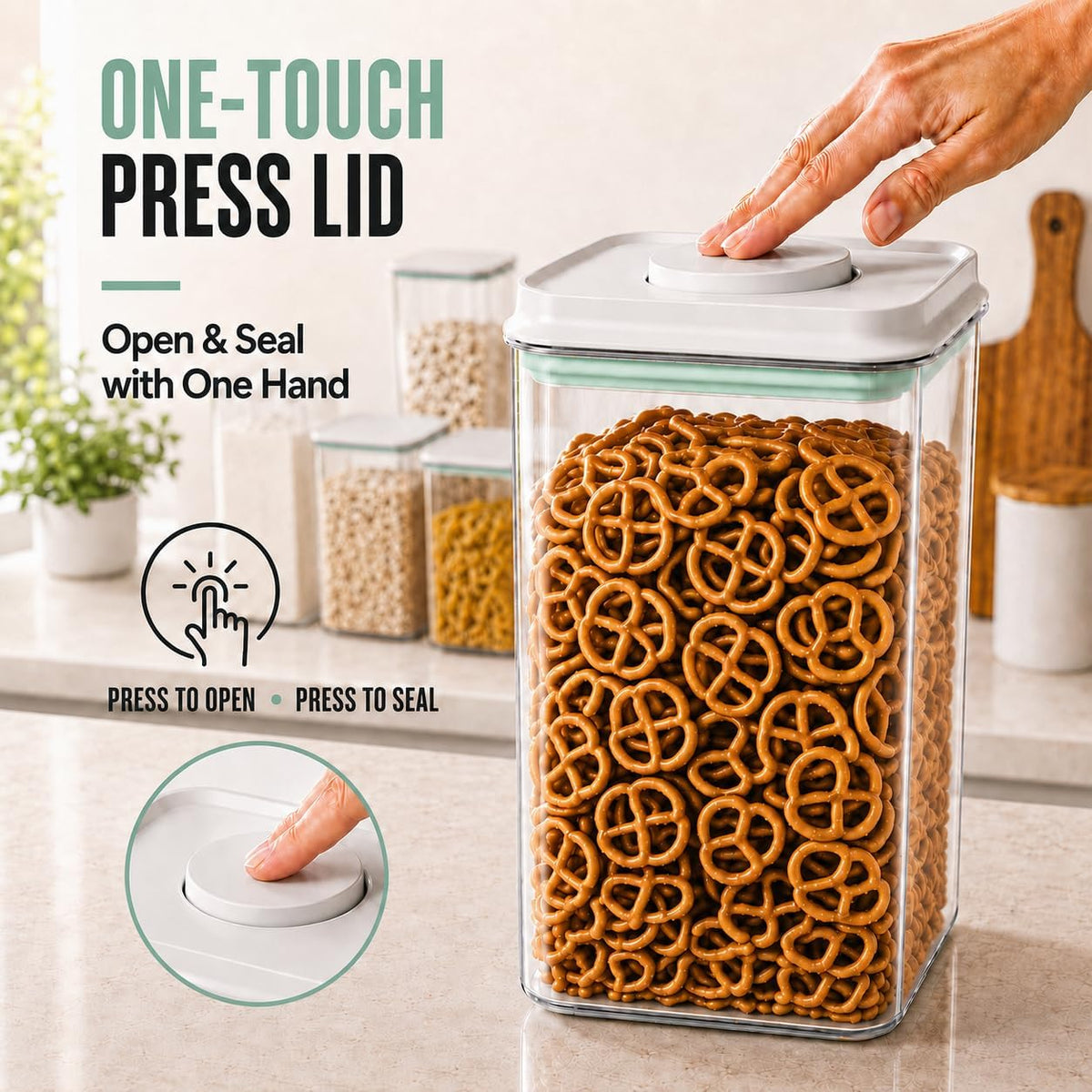 2.8 Qt Airtight Food Storage Container with Clear Stackable Pop Lid