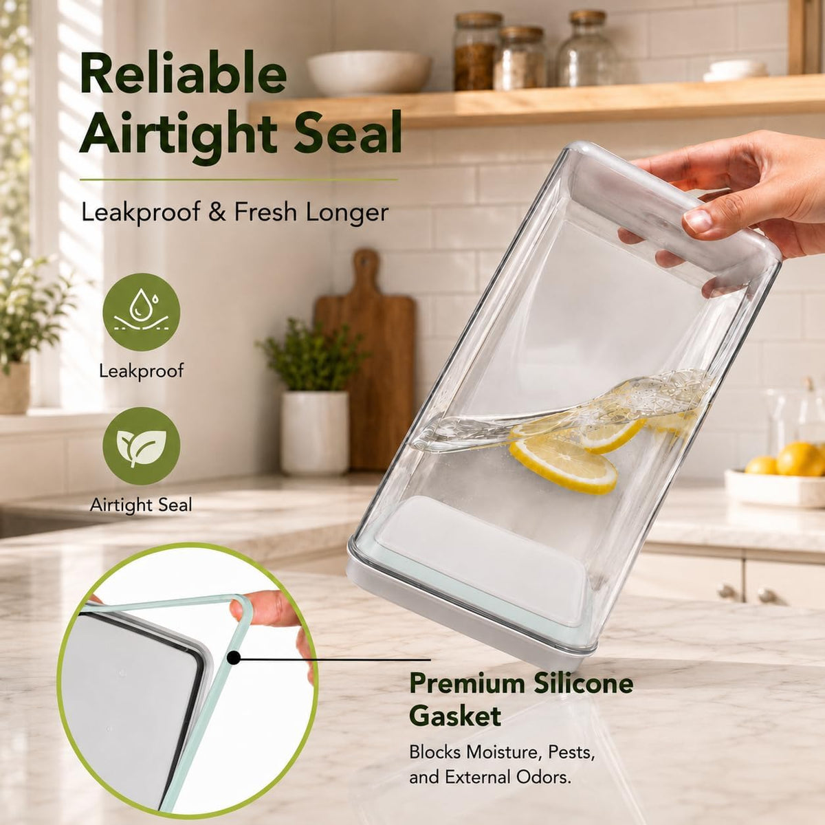 2.8 Qt Airtight Food Storage Container with Clear Stackable Pop Lid