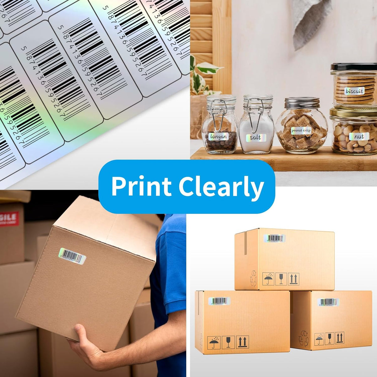 Transparent Stickers Labels - 1" x 2-5/8" Clear Address Labels Mailing Stickers for Laser/Inkjet Printer 8.5"×11"- 20 Sheet/ 600 Label