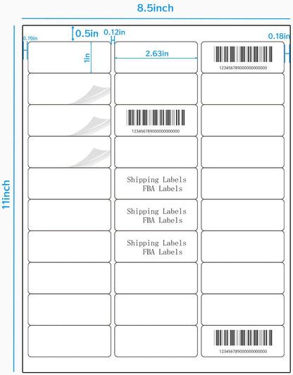 Transparent Stickers Labels - 1" x 2-5/8" Clear Address Labels Mailing Stickers for Laser/Inkjet Printer 8.5"×11"- 20 Sheet/ 600 Label