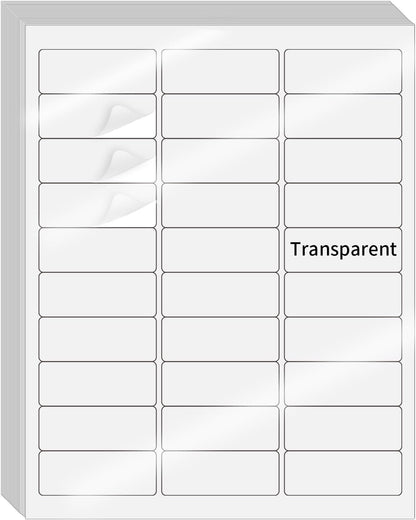 Transparent Stickers Labels - 1" x 2-5/8" Clear Address Labels Mailing Stickers for Laser/Inkjet Printer 8.5"×11"- 20 Sheet/ 600 Label