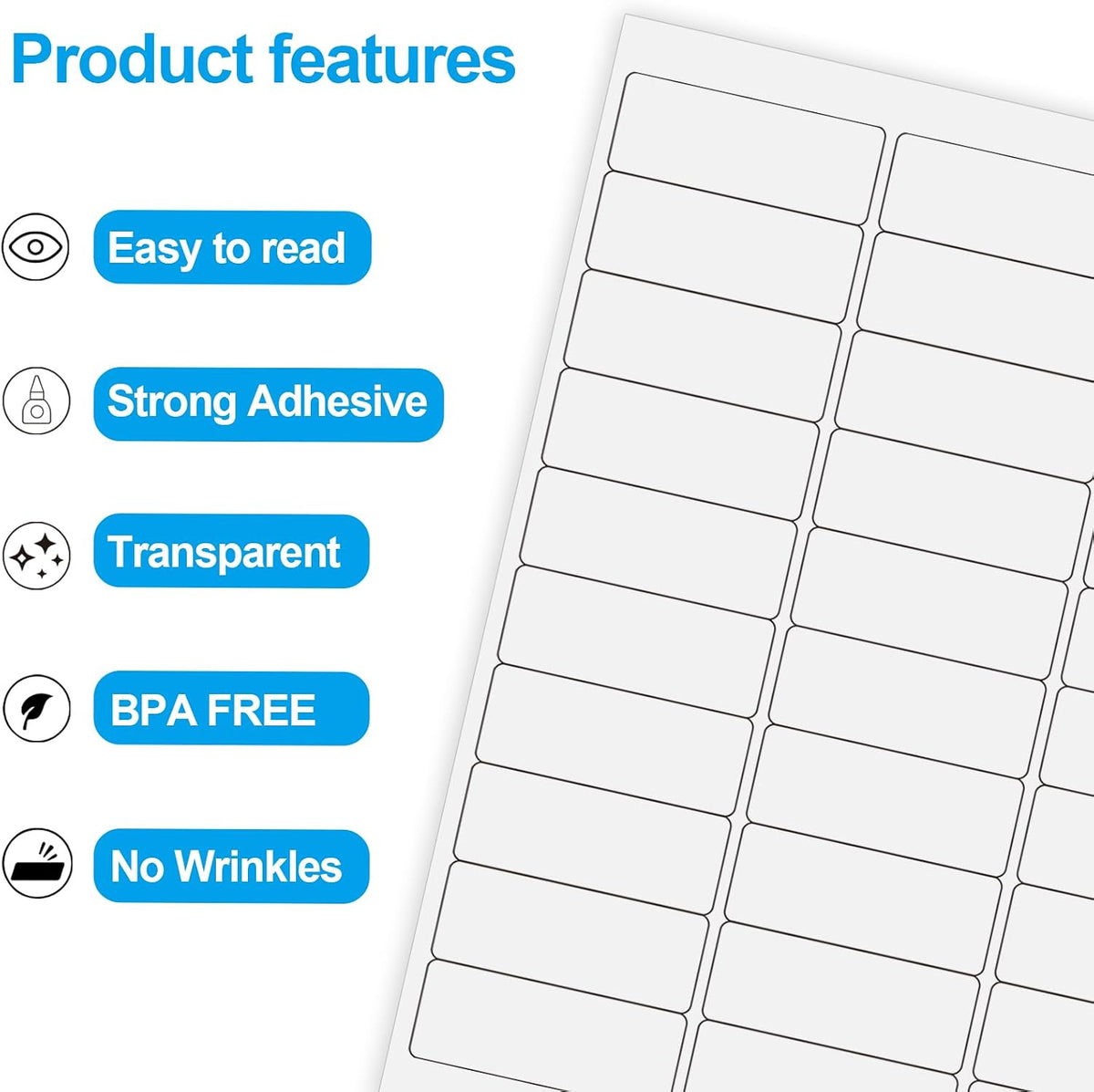 Transparent Stickers Labels - 1" x 2-5/8" Clear Address Labels Mailing Stickers for Laser/Inkjet Printer 8.5"×11"- 20 Sheet/ 600 Label