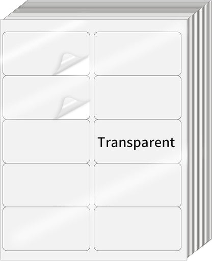 Transparent Stickers Labels - 1" x 2-5/8" Clear Address Labels Mailing Stickers for Laser/Inkjet Printer 8.5"×11"- 20 Sheet/ 600 Label