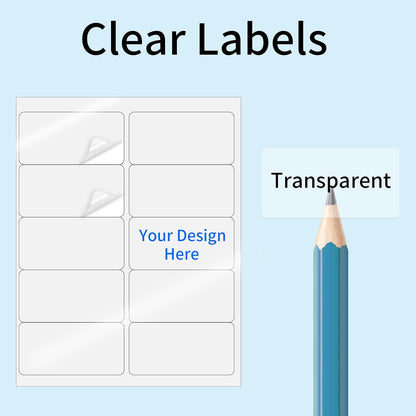 Transparent Stickers Labels - 1" x 2-5/8" Clear Address Labels Mailing Stickers for Laser/Inkjet Printer 8.5"×11"- 20 Sheet/ 600 Label