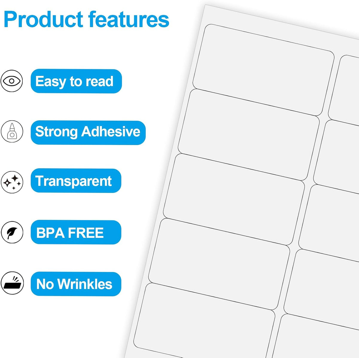 Transparent Stickers Labels - 1" x 2-5/8" Clear Address Labels Mailing Stickers for Laser/Inkjet Printer 8.5"×11"- 20 Sheet/ 600 Label