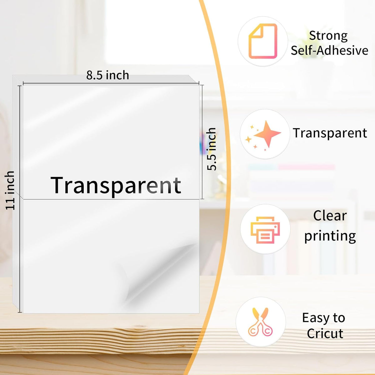 Transparent Stickers Labels - 1" x 2-5/8" Clear Address Labels Mailing Stickers for Laser/Inkjet Printer 8.5"×11"- 20 Sheet/ 600 Label