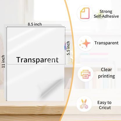 Transparent Stickers Labels - 1" x 2-5/8" Clear Address Labels Mailing Stickers for Laser/Inkjet Printer 8.5"×11"- 20 Sheet/ 600 Label