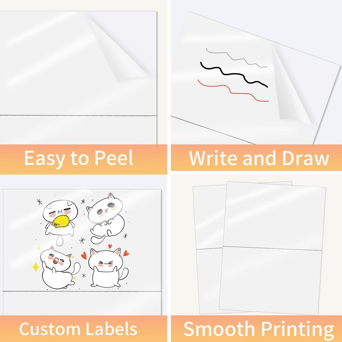 Transparent Stickers Labels - 1" x 2-5/8" Clear Address Labels Mailing Stickers for Laser/Inkjet Printer 8.5"×11"- 20 Sheet/ 600 Label