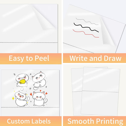 Transparent Stickers Labels - 1" x 2-5/8" Clear Address Labels Mailing Stickers for Laser/Inkjet Printer 8.5"×11"- 20 Sheet/ 600 Label