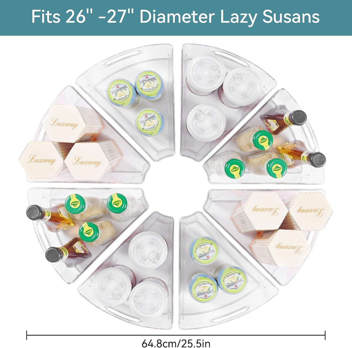 Lazy Susan Cabinet Organizer Bins for Kitchen, 1/8 Wedge
