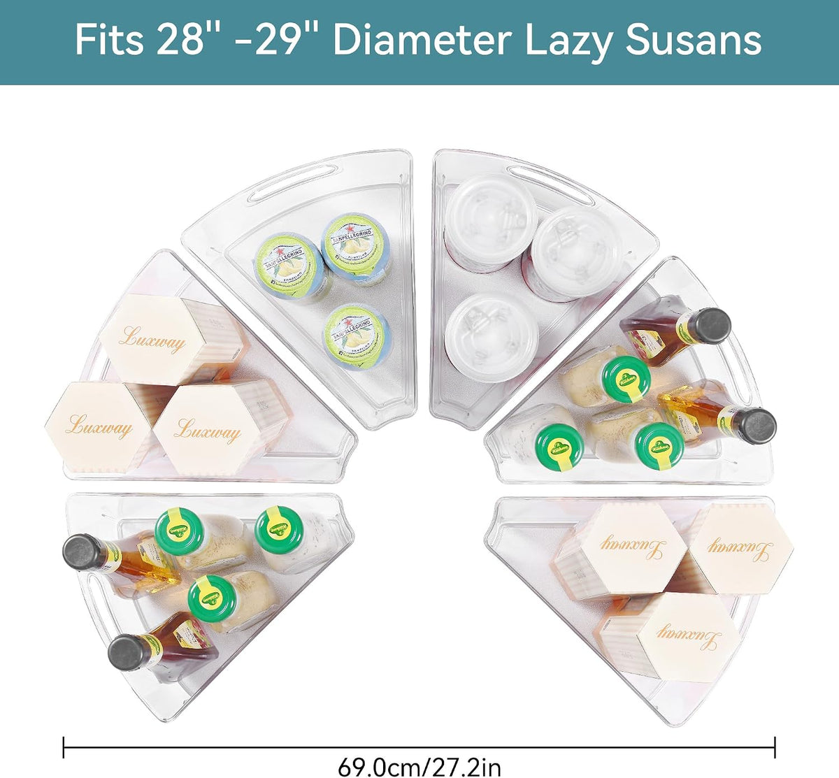 Lazy Susan Cabinet Organizer Bins for Kitchen, 1/8 Wedge