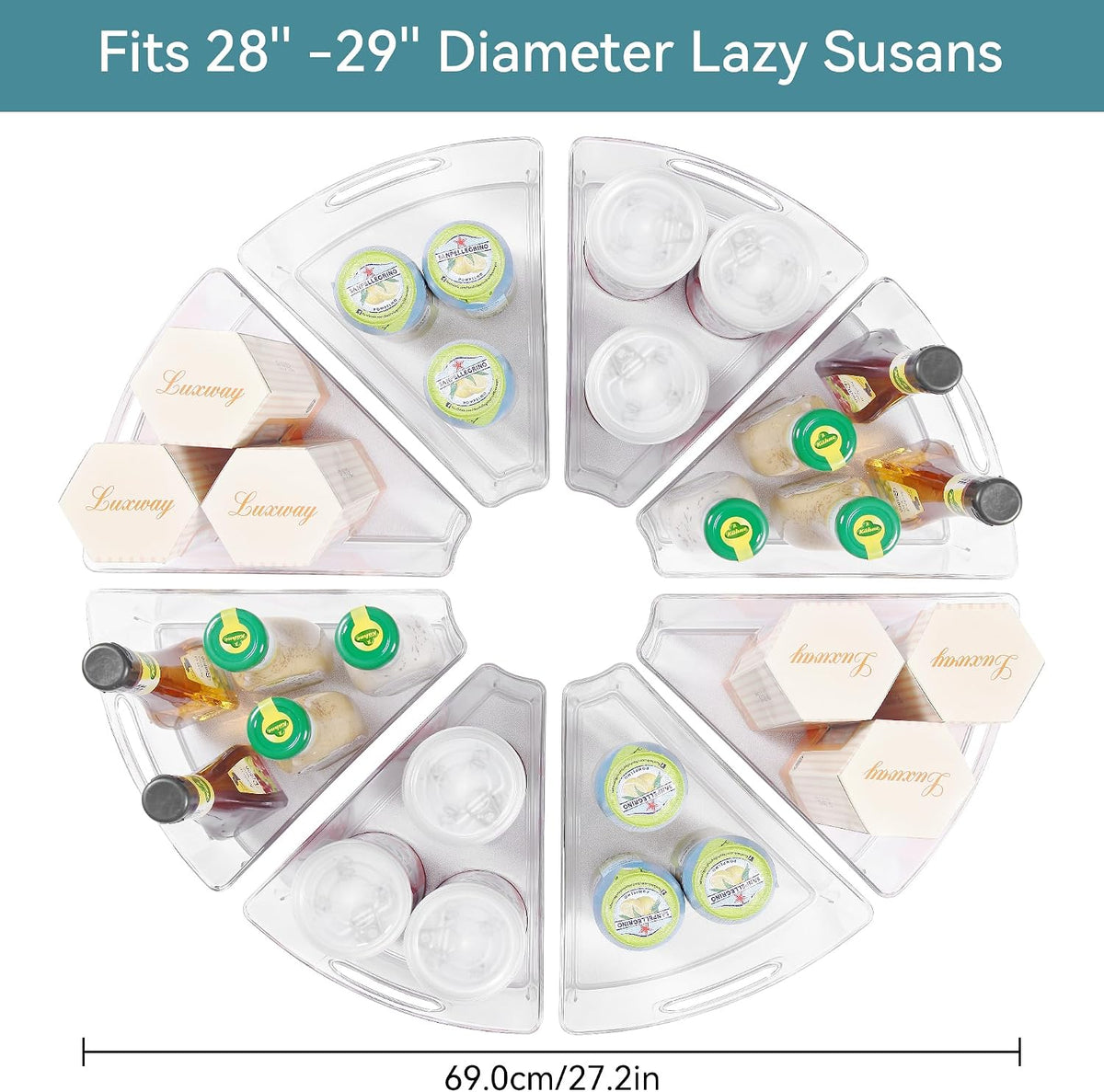 Lazy Susan Cabinet Organizer Bins for Kitchen, 1/8 Wedge