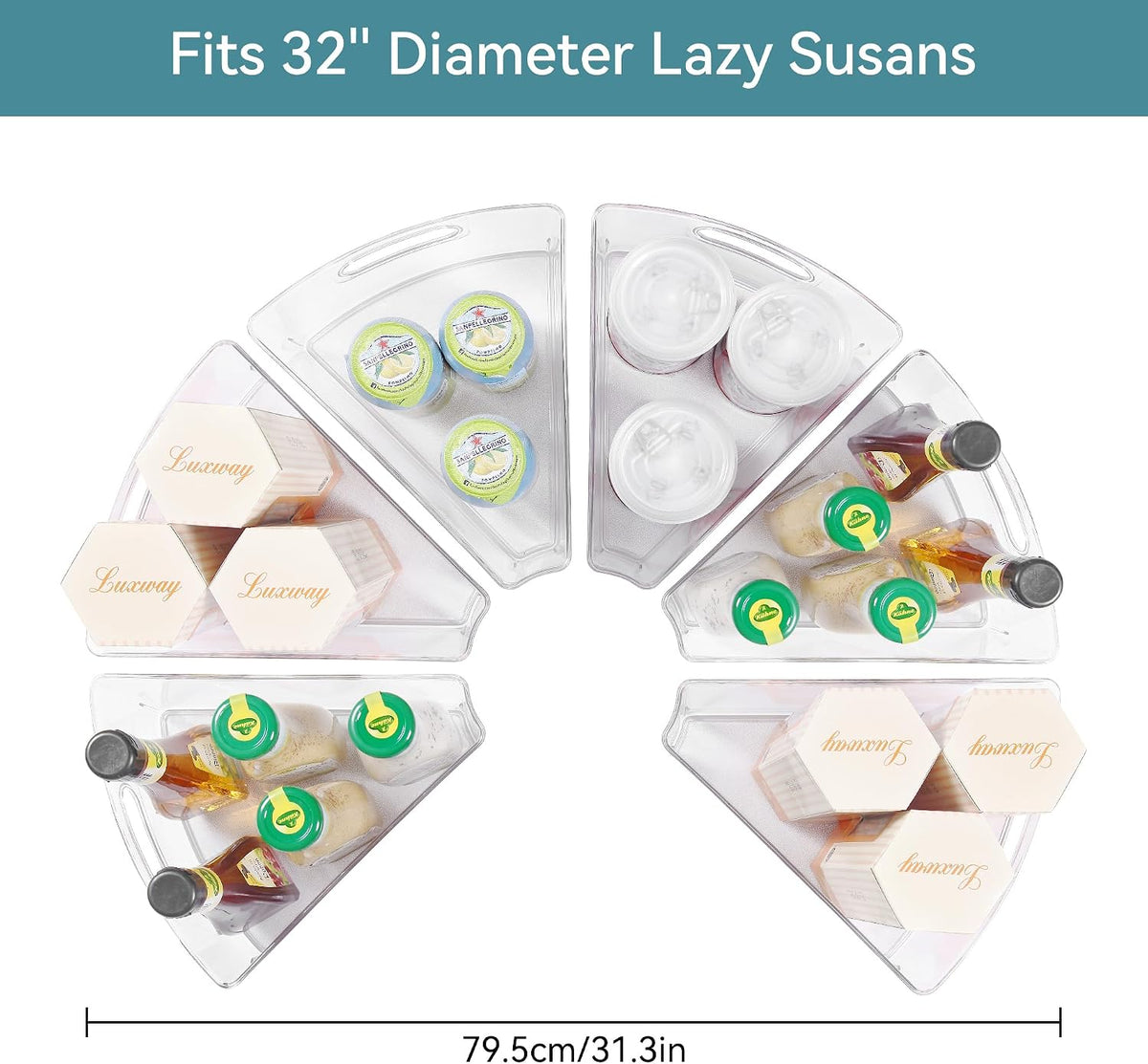 Lazy Susan Cabinet Organizer Bins for Kitchen, 1/8 Wedge