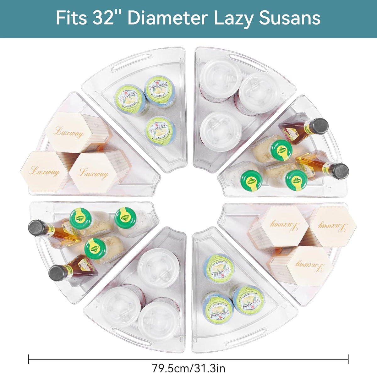 Lazy Susan Cabinet Organizer Bins for Kitchen, 1/8 Wedge