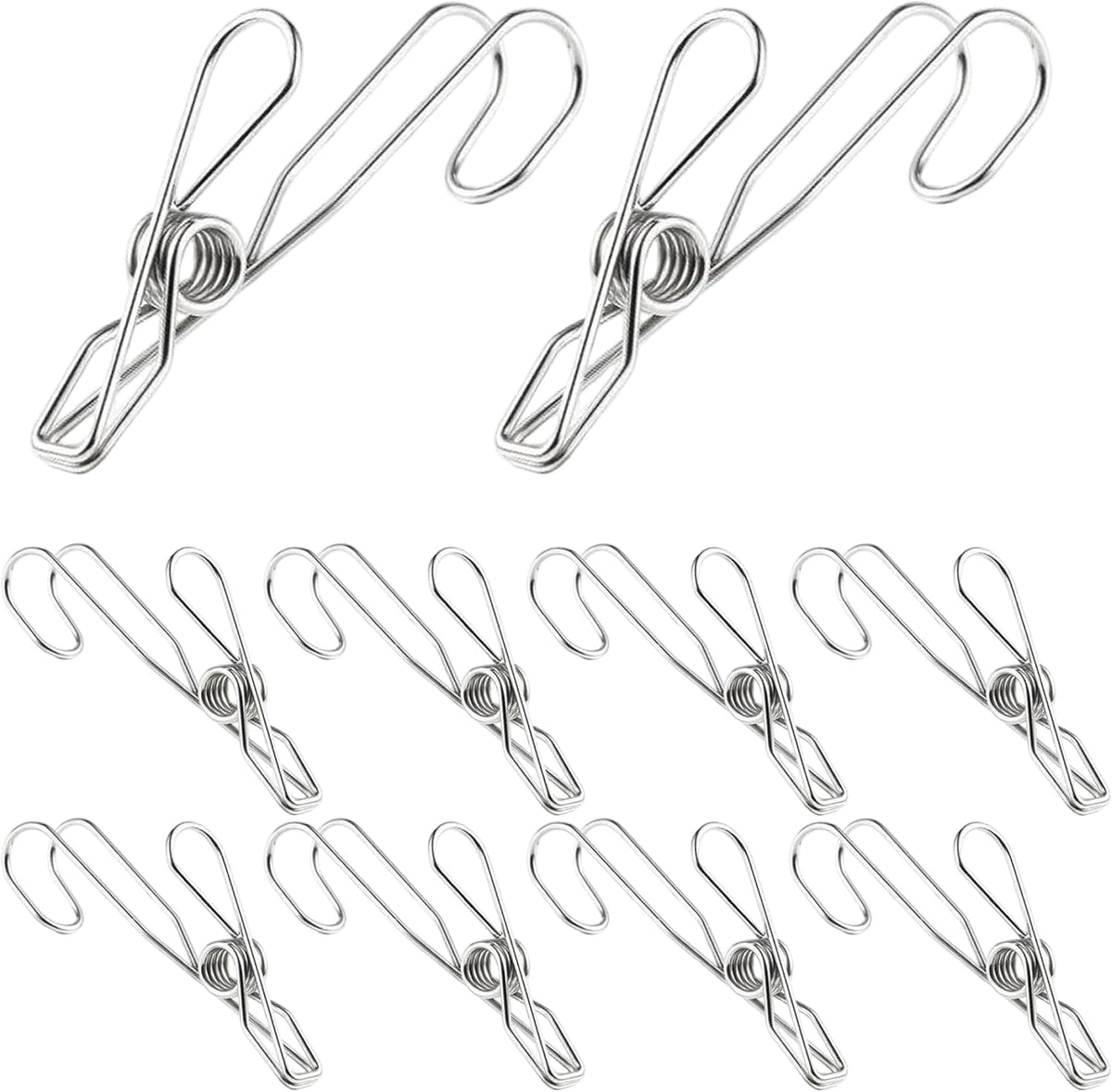 10PCS Stainless Steel Tea Bag Clips with Hook Design, Rust-Resistant Metal Tea Bag Holder for Mug, Squeezer, Accessories for Loose, Silver