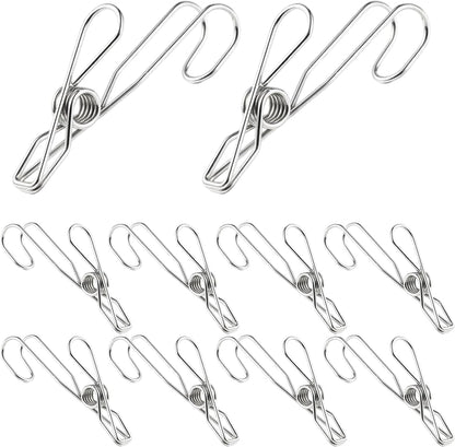 10PCS Stainless Steel Tea Bag Clips with Hook Design, Rust-Resistant Metal Tea Bag Holder for Mug, Squeezer, Accessories for Loose, Silver