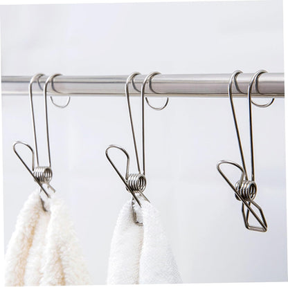 10PCS Stainless Steel Tea Bag Clips with Hook Design, Rust-Resistant Metal Tea Bag Holder for Mug, Squeezer, Accessories for Loose, Silver