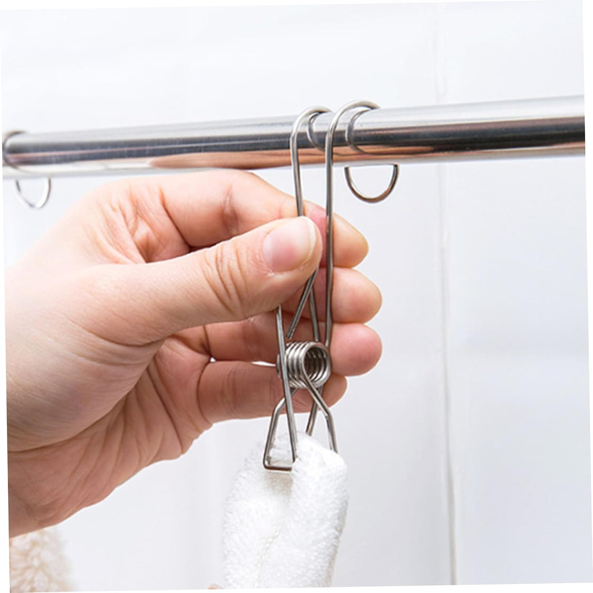 10PCS Stainless Steel Tea Bag Clips with Hook Design, Rust-Resistant Metal Tea Bag Holder for Mug, Squeezer, Accessories for Loose, Silver
