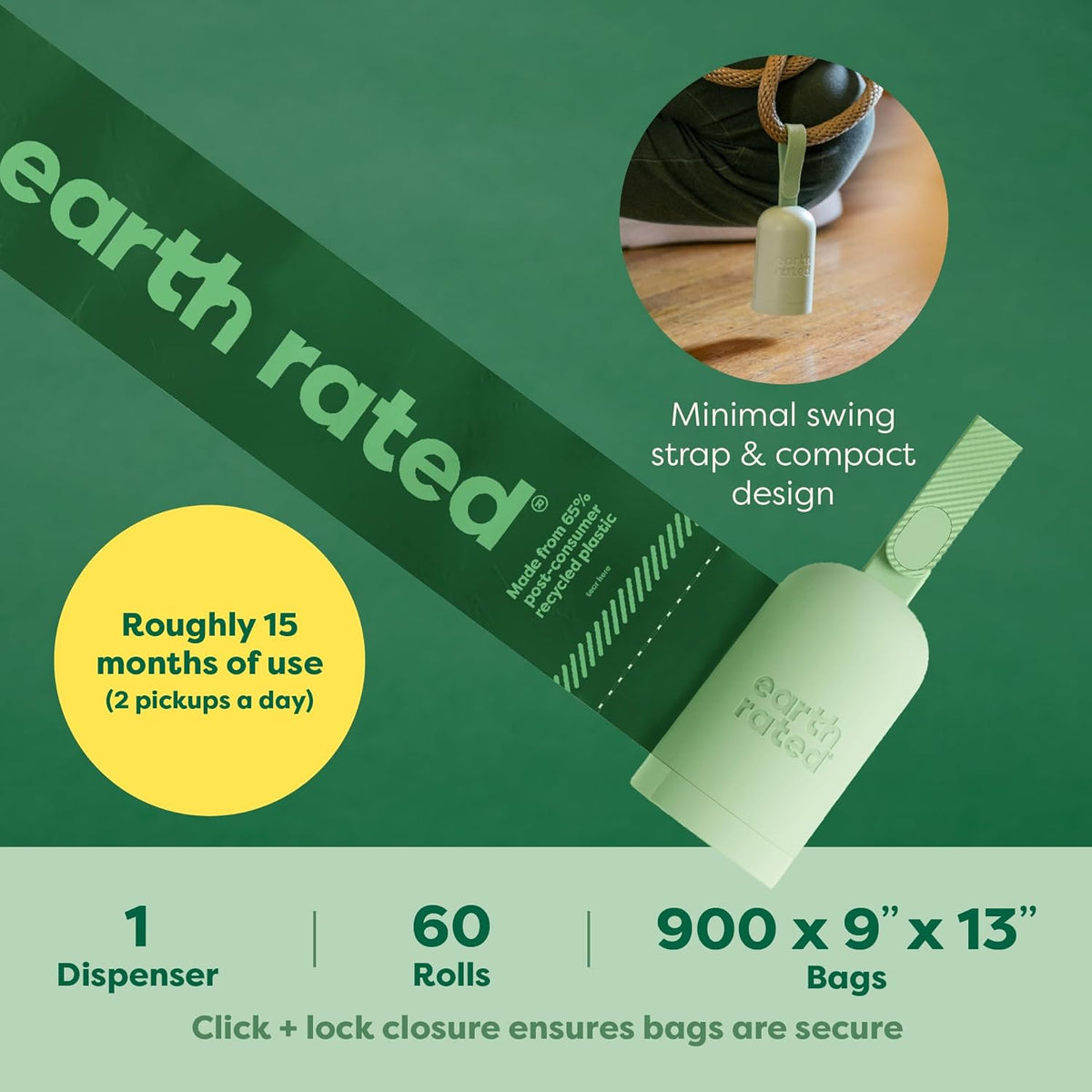 Dog Poop Bag Holder, Durable and Guaranteed Leakproof, Unscented, Dispenser with Starter Roll
