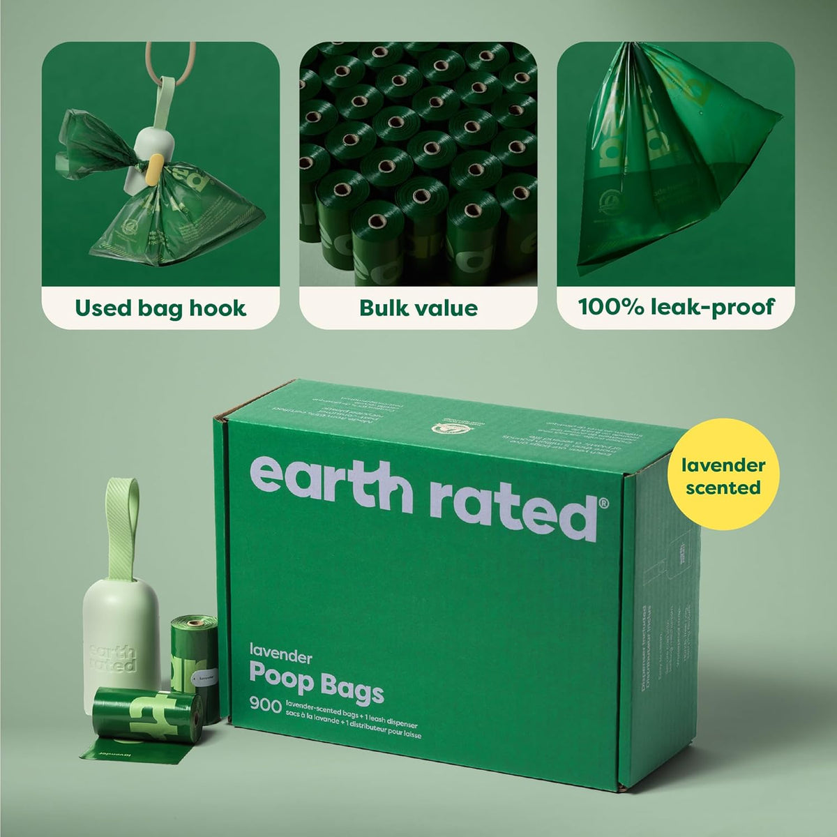 Dog Poop Bag Holder, Durable and Guaranteed Leakproof, Unscented, Dispenser with Starter Roll