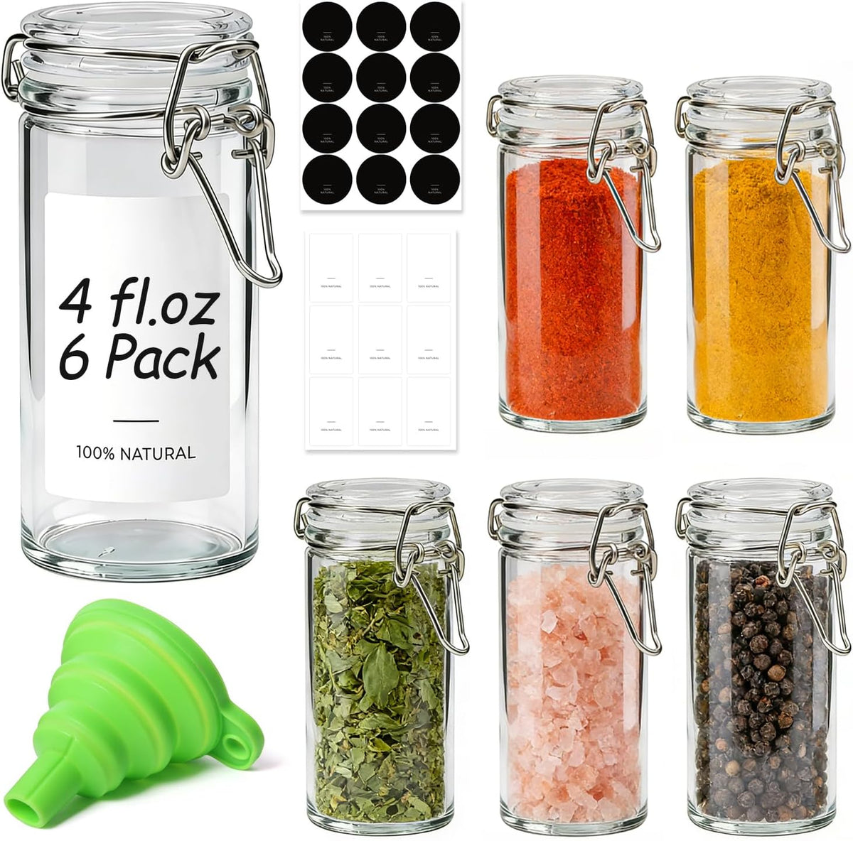 Glass Pantry Jars with Airtight Lids 0.7 Gal 2 Pack Wide Mouth Flour | BPA-free food-grade glass, wire clamp seal, wide mouth, 88 oz, bulk flour & sugar, rice, sourdough starter, candy & cookie