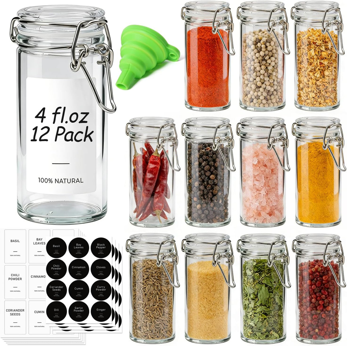 Glass Pantry Jars with Airtight Lids 0.7 Gal 2 Pack Wide Mouth Flour | BPA-free food-grade glass, wire clamp seal, wide mouth, 88 oz, bulk flour & sugar, rice, sourdough starter, candy & cookie