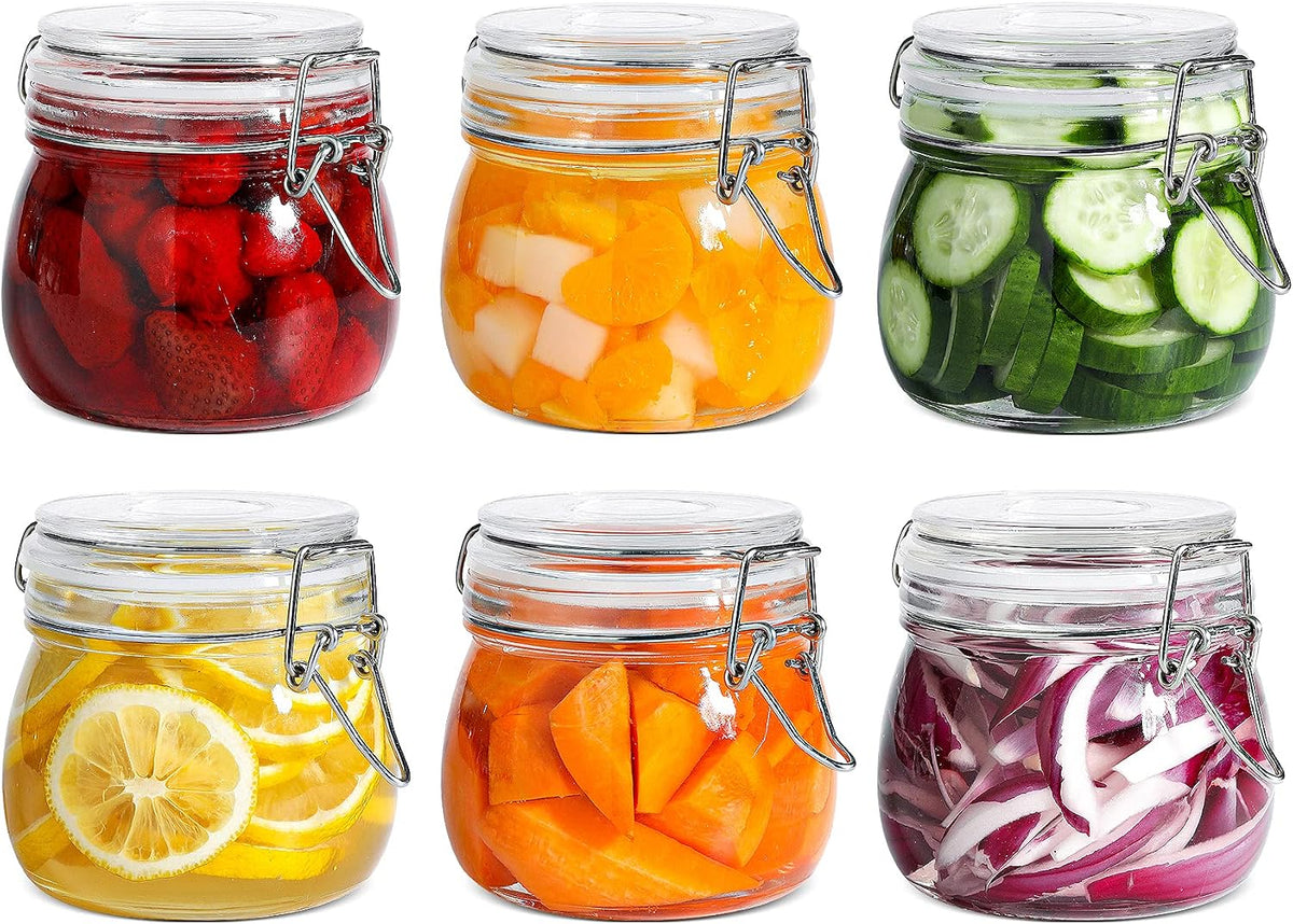Glass Pantry Jars with Airtight Lids 0.7 Gal 2 Pack Wide Mouth Flour | BPA-free food-grade glass, wire clamp seal, wide mouth, 88 oz, bulk flour & sugar, rice, sourdough starter, candy & cookie