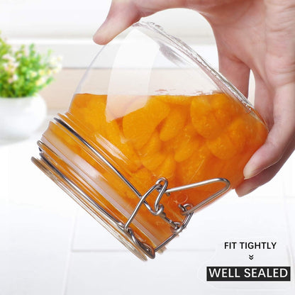 Glass Pantry Jars with Airtight Lids 0.7 Gal 2 Pack Wide Mouth Flour | BPA-free food-grade glass, wire clamp seal, wide mouth, 88 oz, bulk flour & sugar, rice, sourdough starter, candy & cookie