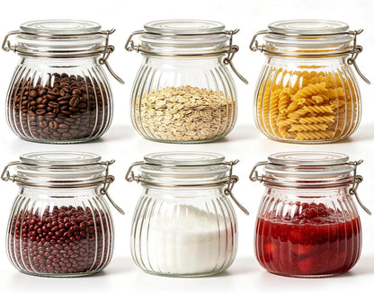 Glass Pantry Jars with Airtight Lids 0.7 Gal 2 Pack Wide Mouth Flour | BPA-free food-grade glass, wire clamp seal, wide mouth, 88 oz, bulk flour & sugar, rice, sourdough starter, candy & cookie