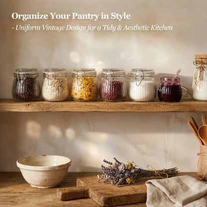 Glass Pantry Jars with Airtight Lids 0.7 Gal 2 Pack Wide Mouth Flour | BPA-free food-grade glass, wire clamp seal, wide mouth, 88 oz, bulk flour & sugar, rice, sourdough starter, candy & cookie