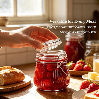 Glass Pantry Jars with Airtight Lids 0.7 Gal 2 Pack Wide Mouth Flour | BPA-free food-grade glass, wire clamp seal, wide mouth, 88 oz, bulk flour & sugar, rice, sourdough starter, candy & cookie