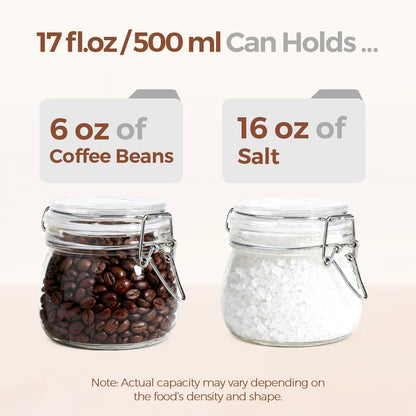 Glass Pantry Jars with Airtight Lids 0.7 Gal 2 Pack Wide Mouth Flour | BPA-free food-grade glass, wire clamp seal, wide mouth, 88 oz, bulk flour & sugar, rice, sourdough starter, candy & cookie