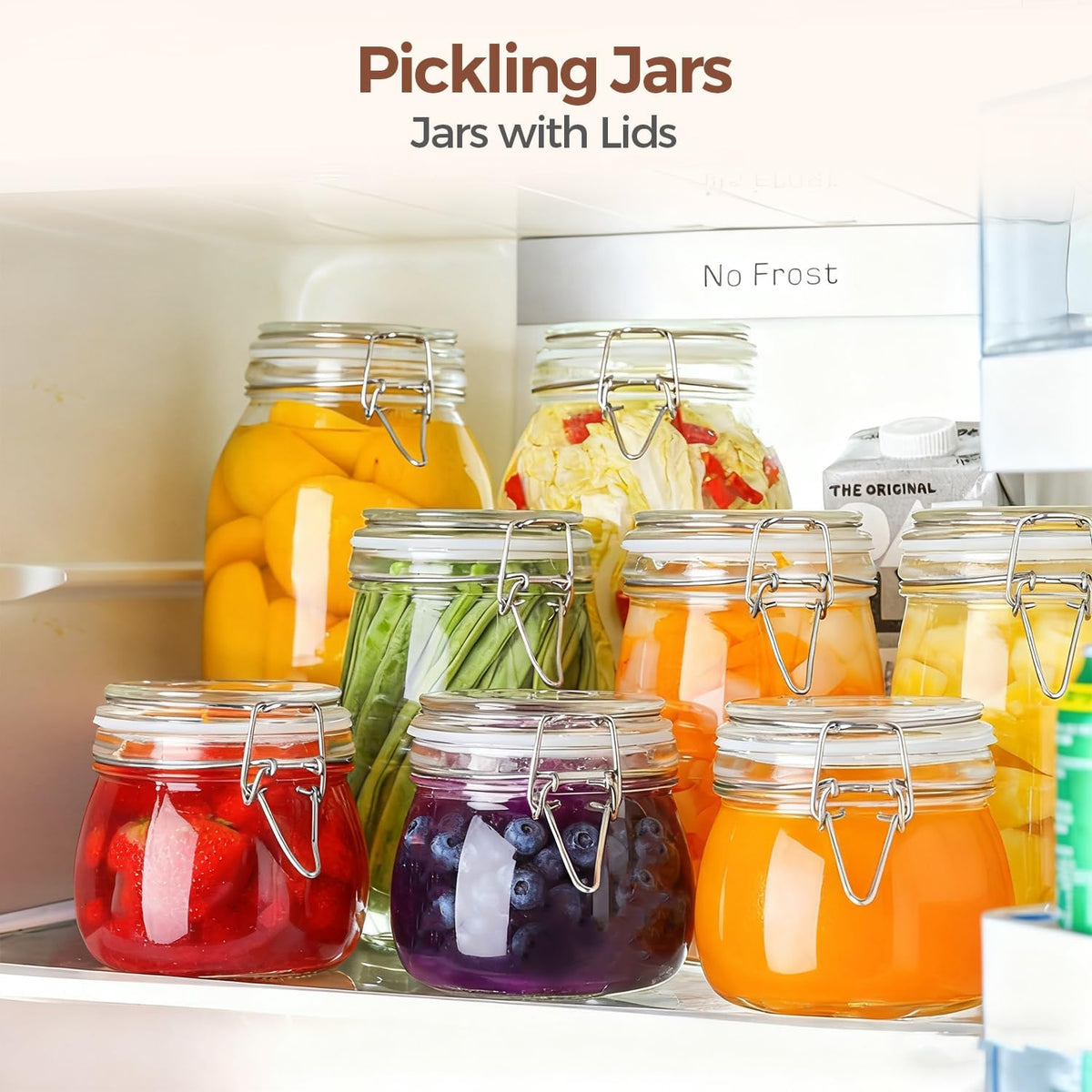 Glass Pantry Jars with Airtight Lids 0.7 Gal 2 Pack Wide Mouth Flour | BPA-free food-grade glass, wire clamp seal, wide mouth, 88 oz, bulk flour & sugar, rice, sourdough starter, candy & cookie