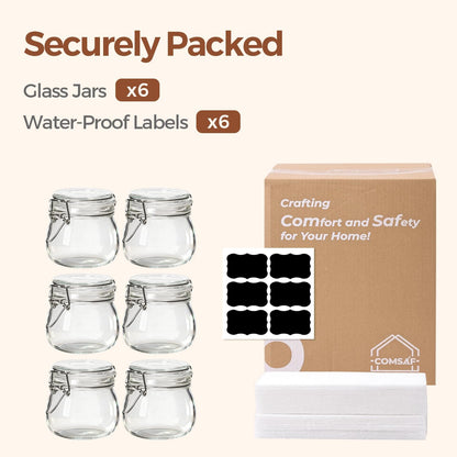 Glass Pantry Jars with Airtight Lids 0.7 Gal 2 Pack Wide Mouth Flour | BPA-free food-grade glass, wire clamp seal, wide mouth, 88 oz, bulk flour & sugar, rice, sourdough starter, candy & cookie