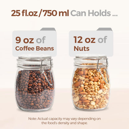 Glass Pantry Jars with Airtight Lids 0.7 Gal 2 Pack Wide Mouth Flour | BPA-free food-grade glass, wire clamp seal, wide mouth, 88 oz, bulk flour & sugar, rice, sourdough starter, candy & cookie
